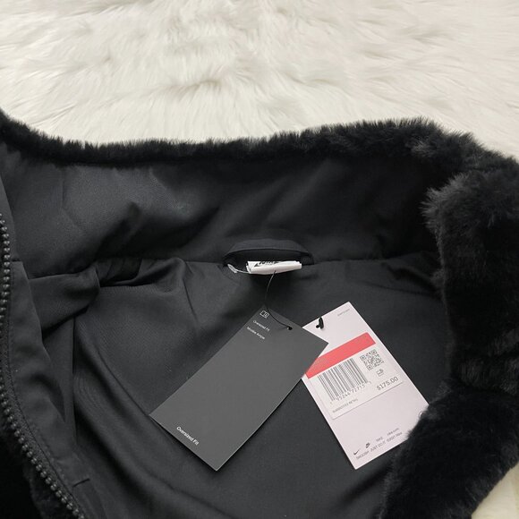 Nike Plush Faux Fur Full Zip Jacket in Black/Beige Women's Size L NWT MSRP $175 - Picture 5 of 8